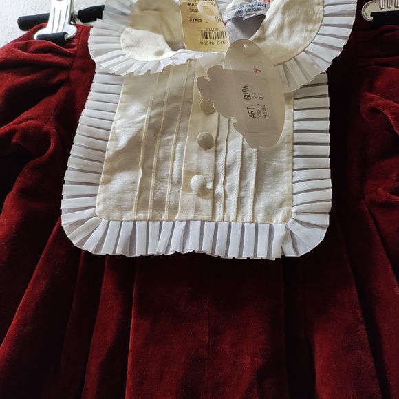 Vtg Baby Graziella Velour Romper 0-2mos Baby First Christmas Red Made In Italy - Picture 4 of 9